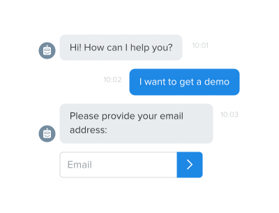bot-request-info-en Chatbot requesting an email address