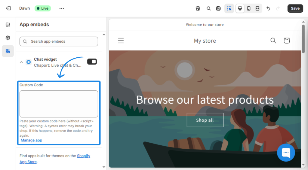 install-on-shopify-custom-code Installing Chaport on Shopify