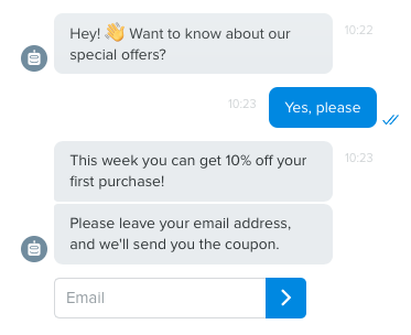 lead-generation-bots-discount A chatbot informing about special offers